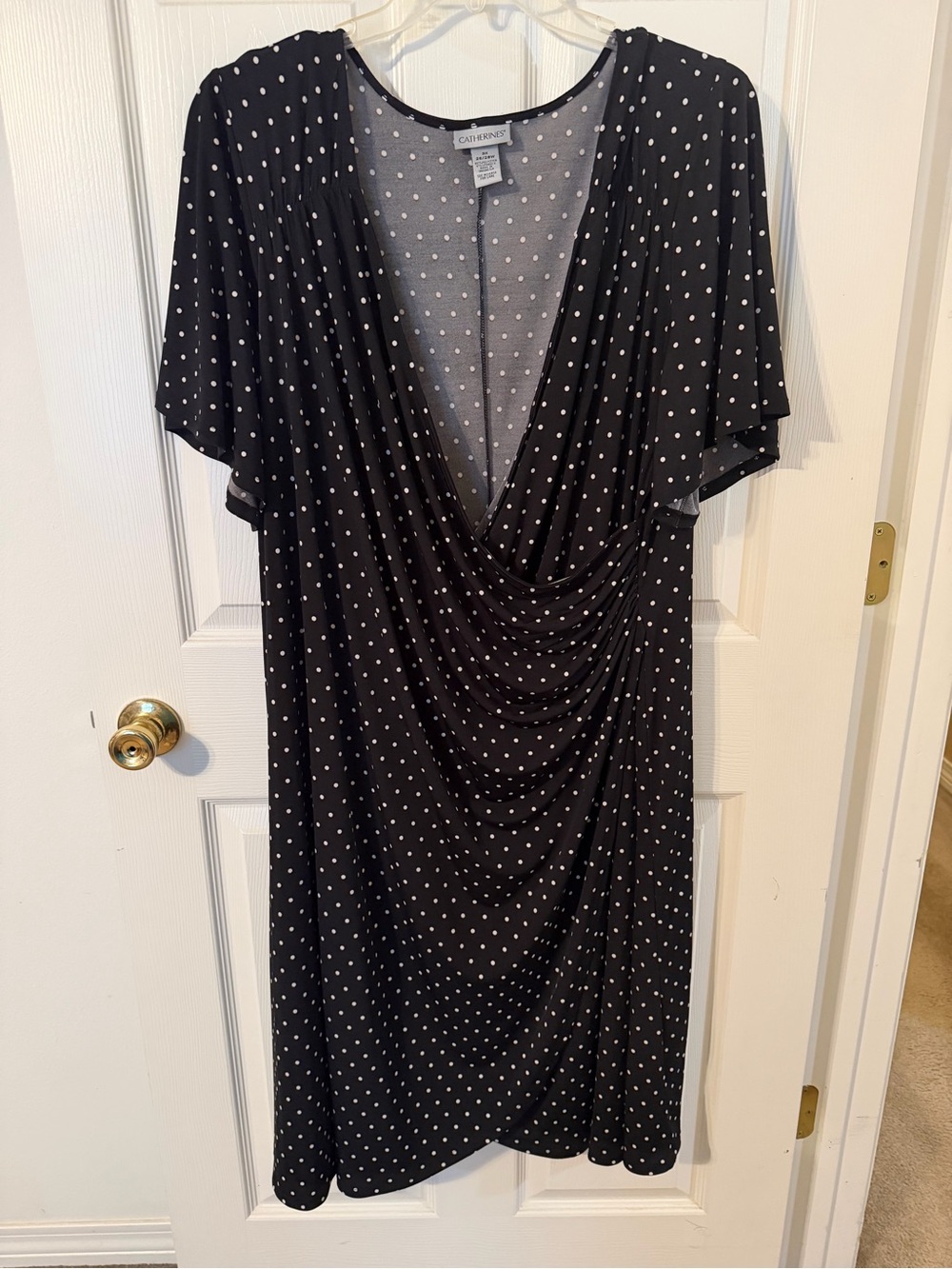 Catherines Black Dress with White Polka Dots